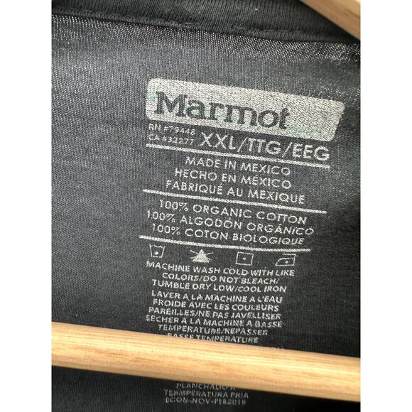 Marmot Gray Blue Logo Front Organic Cotton Tee T-Shirt Mens Size XXL - Picture 5 of 6